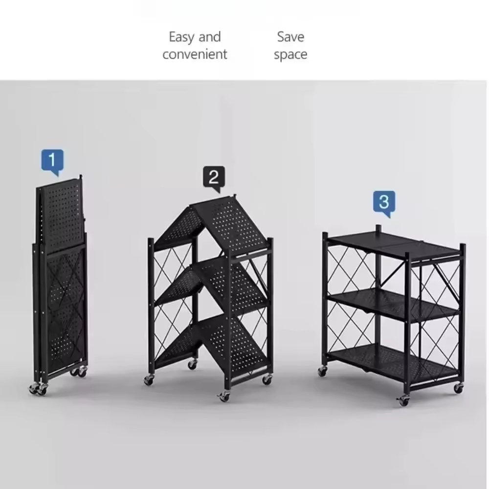 Foldable Multi-Tier Large-Capacity Storage Shelves for Home